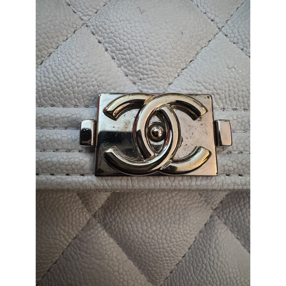 Chanel Boy Cream Beige Gold Tone Long Quilted Wallet W/box - Picture 8 of 14